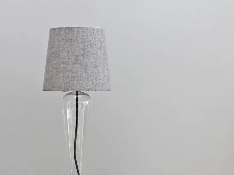 crystal clear glass lamp with white shade