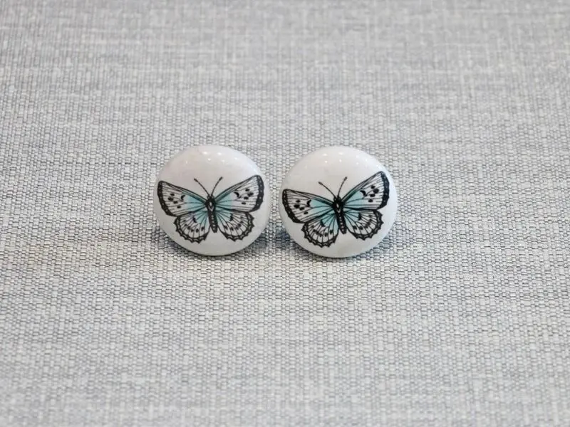 ceramic door knob butterfly