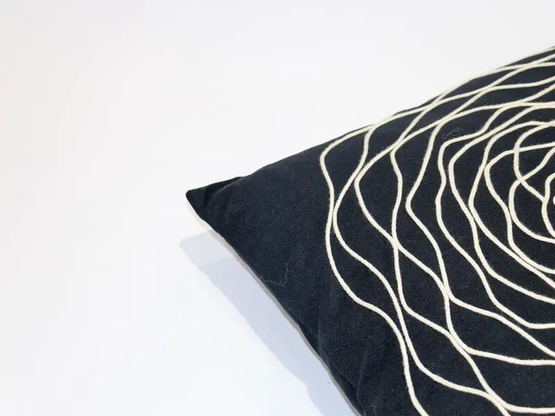 black cushion with flower 45x45 cm