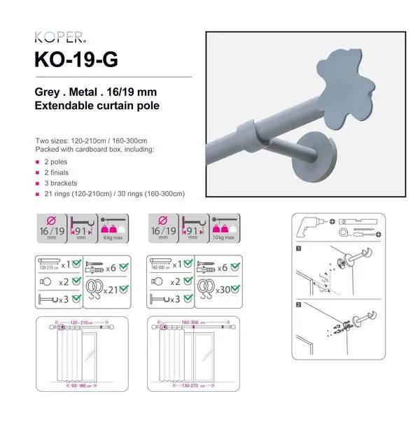 160-300CM Bear design GREY - 16/19mm