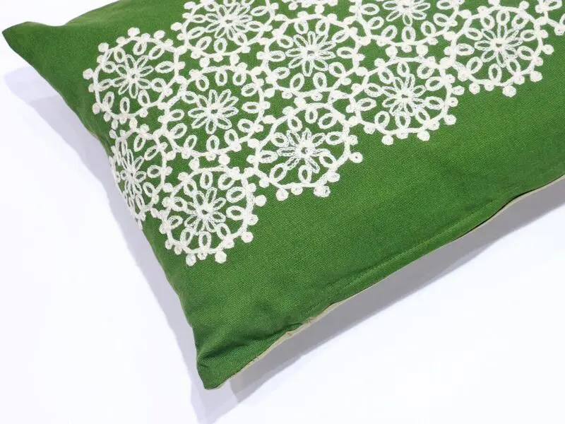artisanal cushion green 30x60 cm