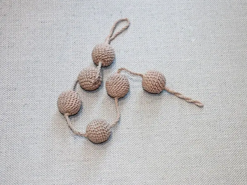 crochet grey balls curtain tie