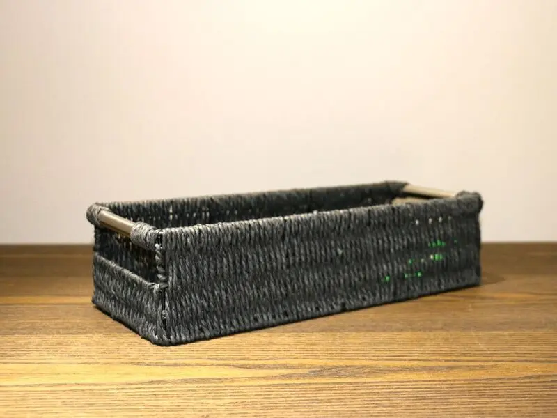 black rectangular basket small silver handed