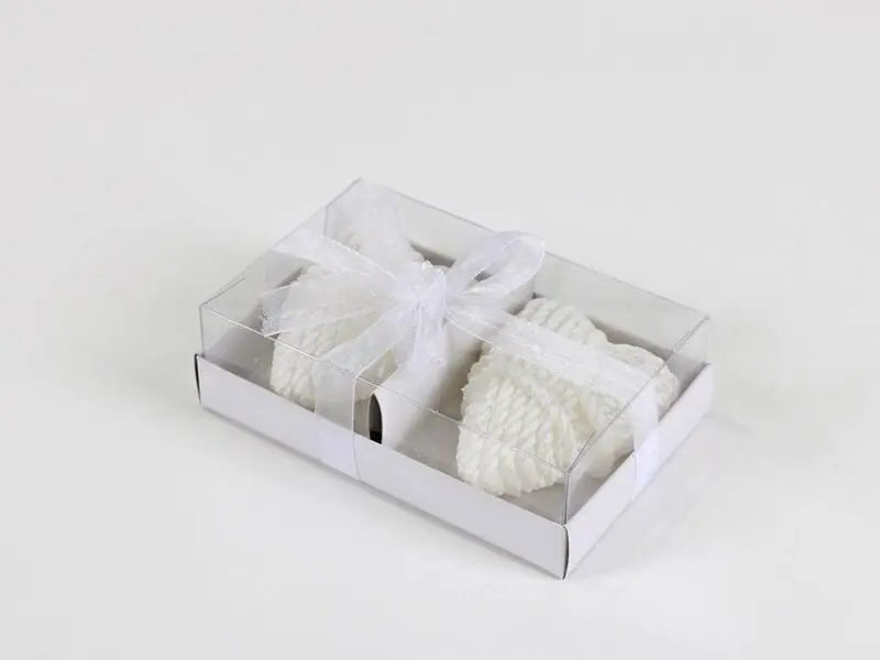 white heart candle (set of 2)