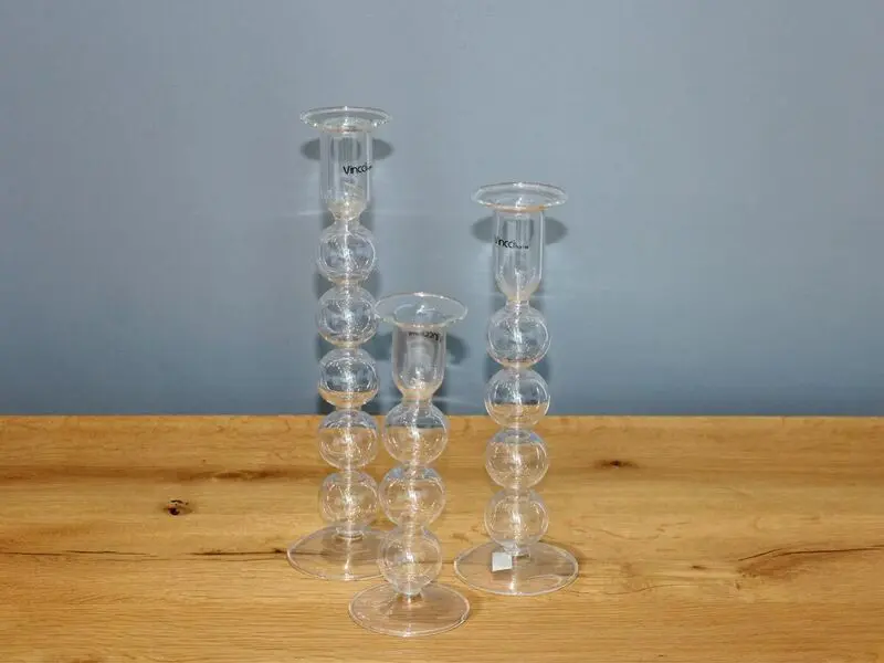 blown glass candle stick holder short