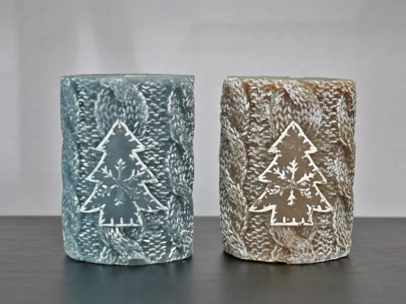 brown candle with christmas tree design
