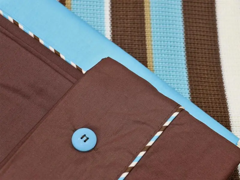 single knitted blanket set brown turquoise