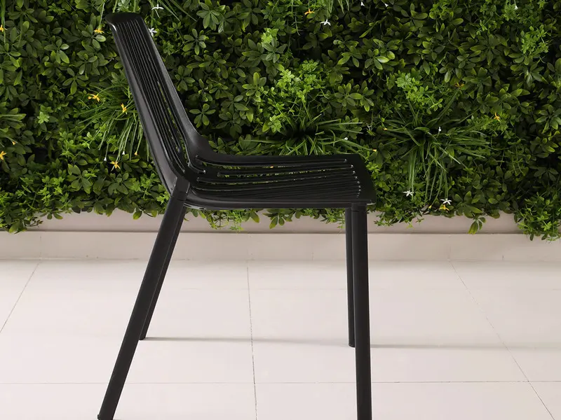 black aluminum chair