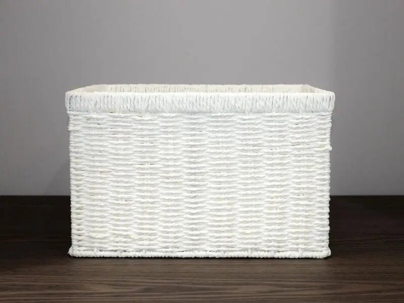 rectangular double handed basket white