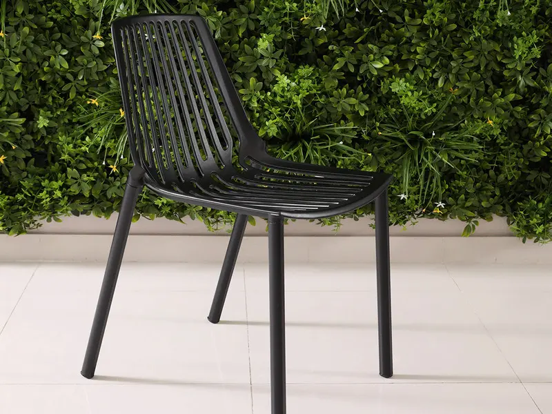 black aluminum chair