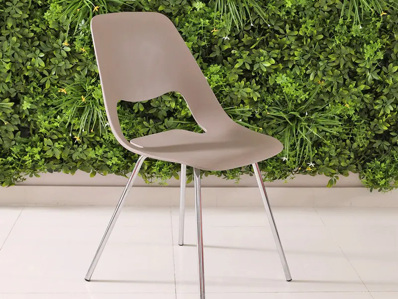 WARM GREY CHAIR-CHROMED LEG