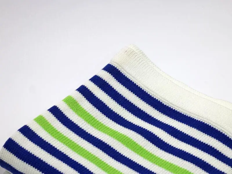 baby blanket in stripes blue green beige