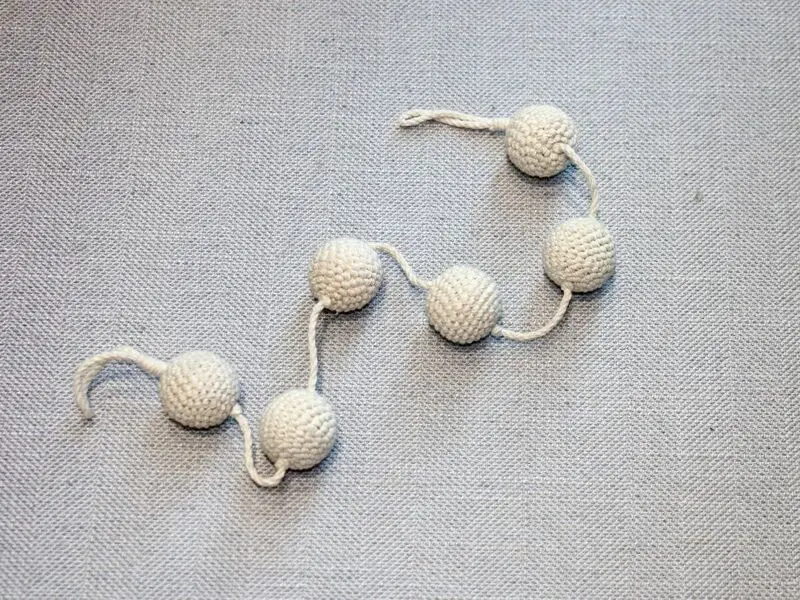 crochet white balls curtain tie