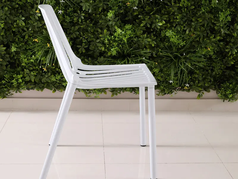 white aluminum chair