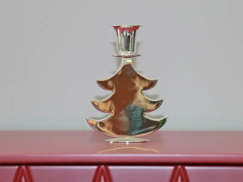 silver candle holder small