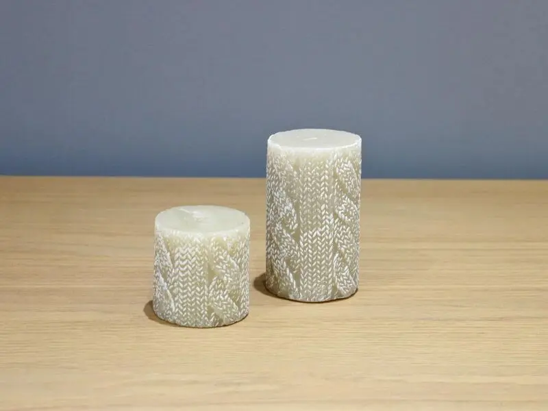 wool design beige candle 12.5 cm