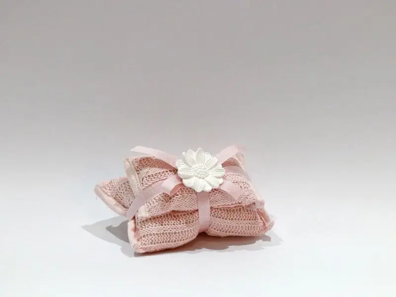 set of 2 pink crochet scented cushions