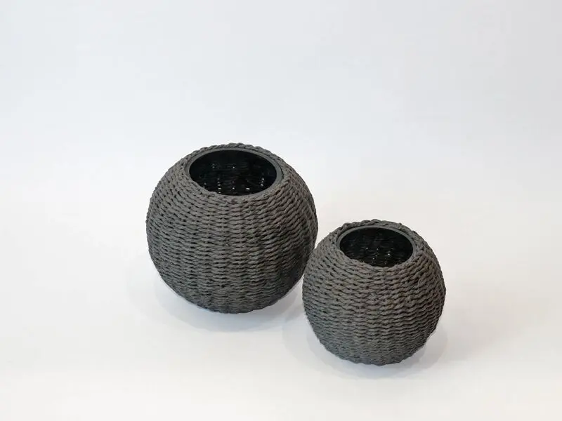 round glass vase covered with black bamboo large