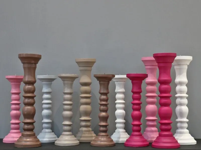 white wooden candle holder long