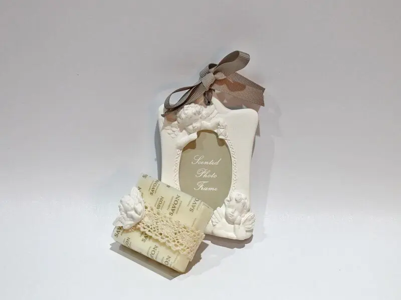 angel scented photo frame with blue design