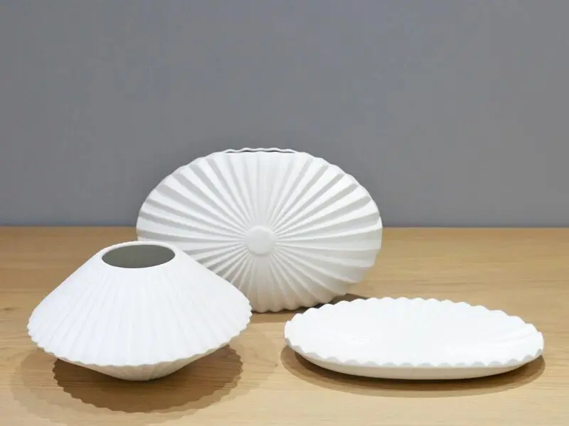 ceramic semi matt oval vase