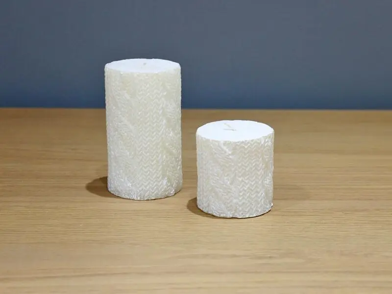 wool design white candle 12.5 cm