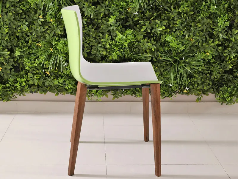 white green chair in dark brown ash legs