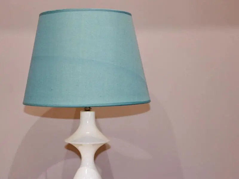 polyresin table lamp with blue shade