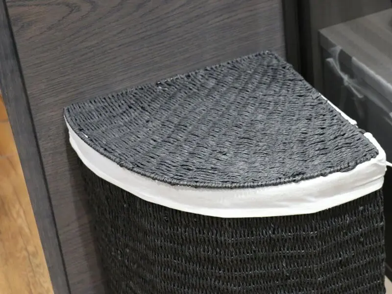 corner laundry basket black with fabric lining