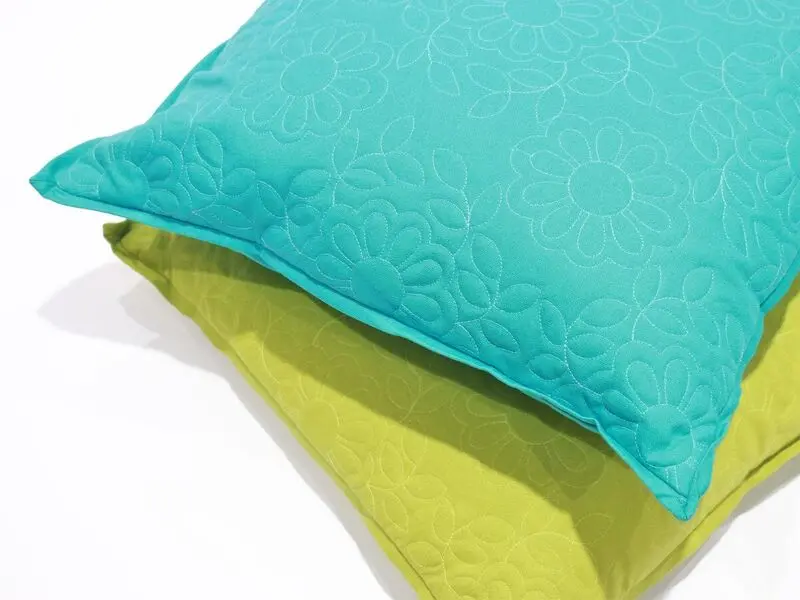 cushion with embroidery turquoise 45x45 cm