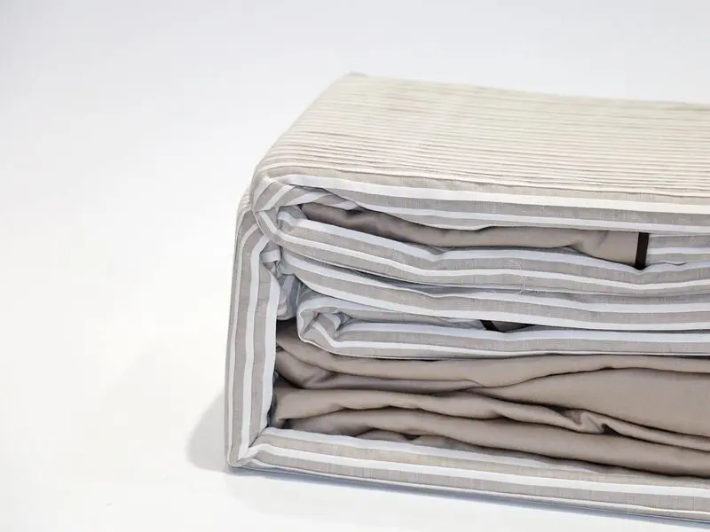 brown pleated bed set queen 100% cotton with two pillow covers