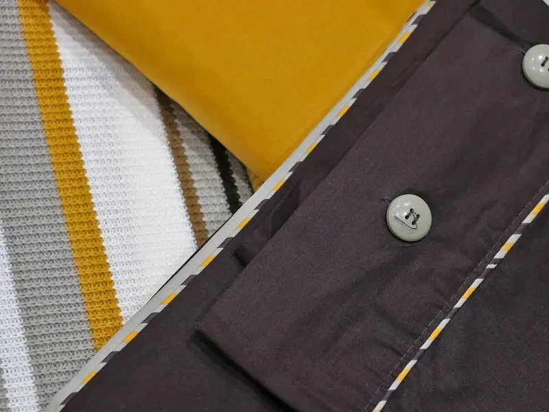 single knitted blanket set brown mustard