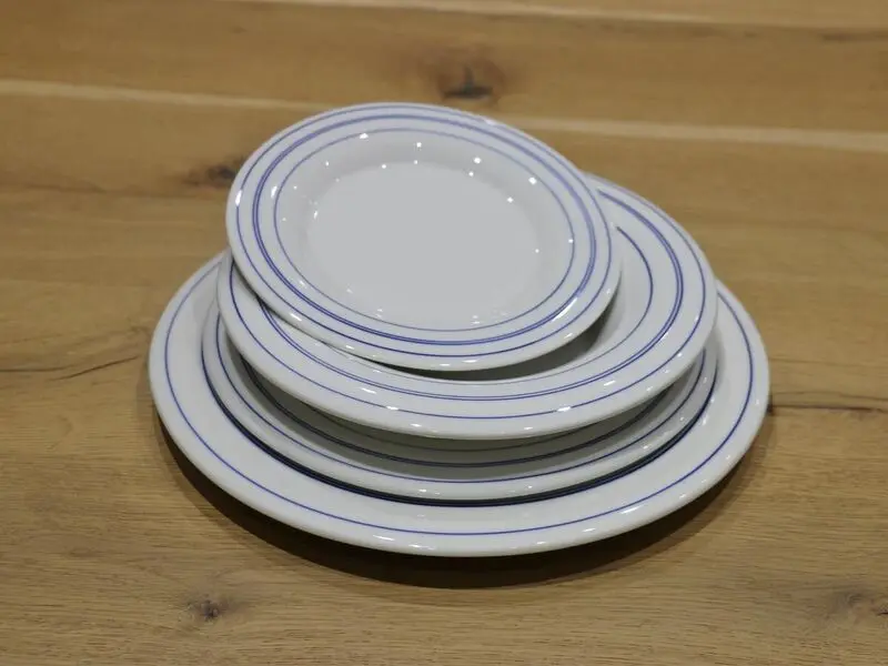 white soup plate with blue rim 22cm