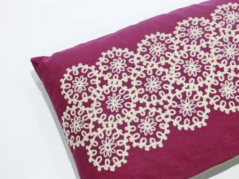 artisanal cushion purple 30x60 cm